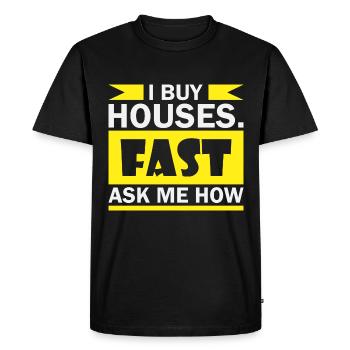 J’achète des maisons rapidement Agent d’investissement immobilier - T-shirt Premium bio Homme - noir - Devant - Nico (187cm)