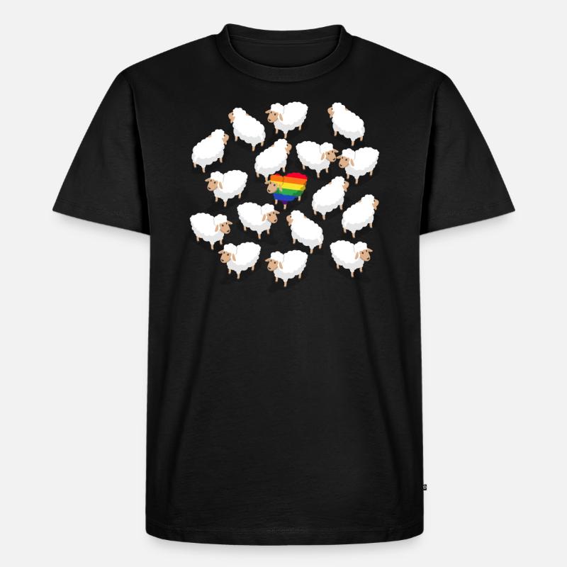 Rainbow Sheep - Männer Premium Bio T-Shirt - Schwarz