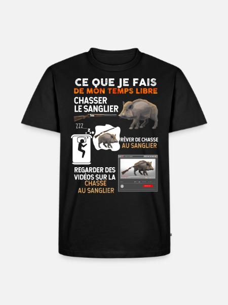Chasse sanglier, gros gibier idée cadeau chasseur - T-shirt Premium bio Homme - noir