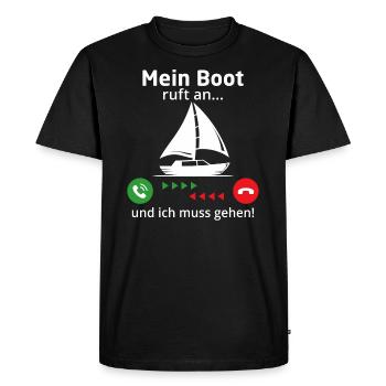 Mein Boot ruft an und ich muss gehen! segeln - Männer Premium Bio T-Shirt - Schwarz - Vorne - Nico (187cm)