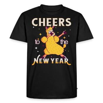 Réveillon du Nouvel An 2023 Lama - Bravo à la nouvelle année ! - T-shirt Premium bio Homme - noir - Devant - Nico (187cm)