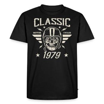 Vintage Classic Birthday Gift Born in 1979 - Men's Premium Organic T-Shirt - black - Front - Nico (187cm)