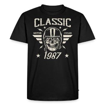 Vintage Classic Birthday Gift Born in 1987 - Men's Premium Organic T-Shirt - black - Front - Nico (187cm)