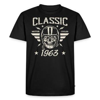 Vintage Classic Birthday Gift Born in 1963 - Men's Premium Organic T-Shirt - black - Front - Nico (187cm)