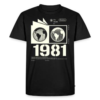 Vintage 1981 Retro Birthday Gift 1981 - Men's Premium Organic T-Shirt - black - Front - Nico (187cm)