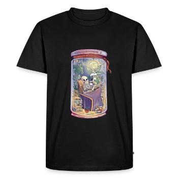 Skeleton lit un livre et boit du thé Rat de bibliothèque - T-shirt Premium bio Homme - noir - Devant - Nico (187cm)