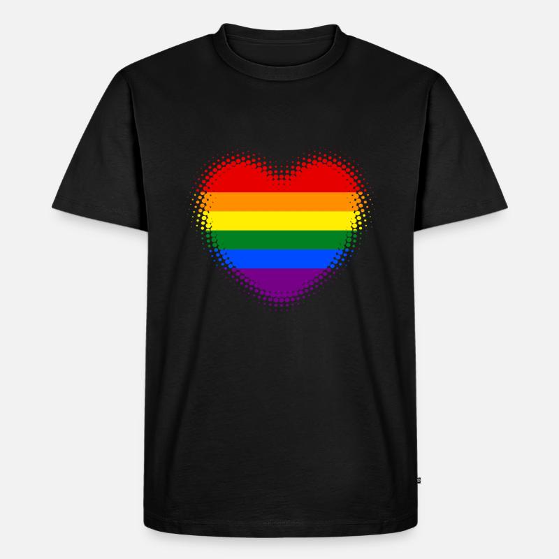 Regenbogen Herz dynamisch - Männer Premium Bio T-Shirt - Schwarz