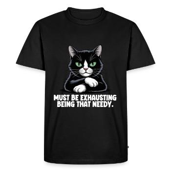 Chat noir nécessiteux sarcastique - T-shirt Premium bio Homme - noir - Devant - Nico (187cm)
