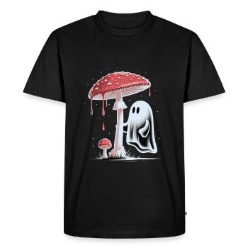 Halloween Fantaisiste Fantôme & Champignon Cottagecore - T-shirt Premium bio Homme - noir - Devant - Nico (187cm)