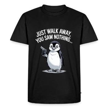 Penguin Handgun Just Walk Away You Saw Nothing - Men's Premium Organic T-Shirt - black - Front - Nico (187cm)