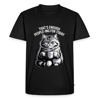 Drôle de chat qui est assez de gens pour aujourd’hui - T-shirt Premium bio Homme - noir - Devant - Nico (187cm)