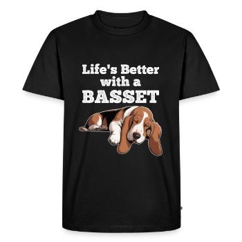 Life's Better With A Basset Hound - Men's Premium Organic T-Shirt - black - Front - Nico (187cm)