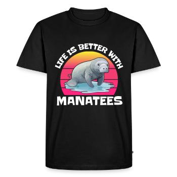 La vie est meilleure avec les lamantins, les animaux aquatiques - T-shirt Premium bio Homme - noir - Devant - Nico (187cm)
