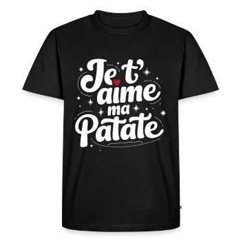 Je t'aime ma Patate - patate d amour - T-shirt Premium bio Homme - noir - Devant - Nico (187cm)