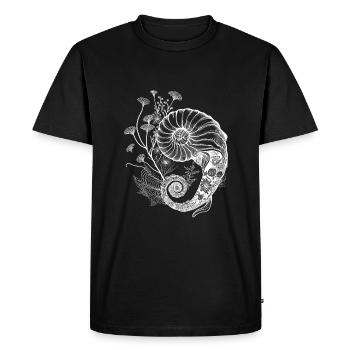 Nautilus / Nombre d’or avec fleurs - T-shirt Premium bio Homme - noir - Devant - Nico (187cm)