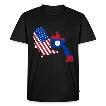 Drapeau semi-américain américain du Laos - T-shirt Premium bio Homme - noir - Devant - Nico (187cm)