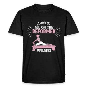 Leave It All On The Reformer Pilates Motif - Men's Premium Organic T-Shirt - black - Front - Nico (187cm)