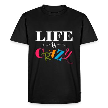 La vie est folle - T-shirt Premium bio Homme - noir - Devant - Nico (187cm)