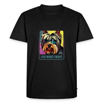 Yorkie têtu - T-shirt Premium bio Homme - noir - Devant - Nico (187cm)