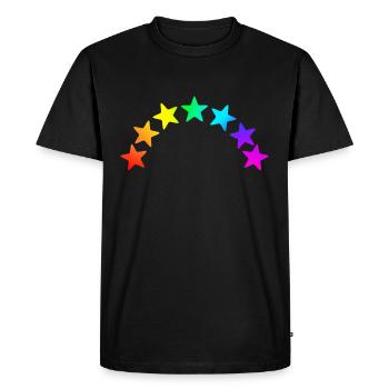 Colorful Stars - Rainbow Gradient - Men's Premium Organic T-Shirt - black - Front - Nico (187cm)