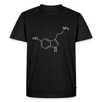 Formule structurelle de la sérotonine - blanc - T-shirt Premium bio Homme - noir - Devant - Nico (187cm)