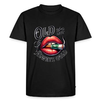 Old but always Gold smoking and lips - Men's Premium Organic T-Shirt - black - Front - Nico (187cm)