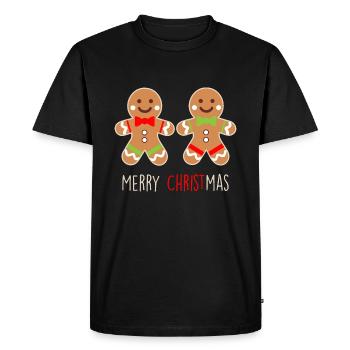 Duo de pain d’épice - Design de Noël amusant - T-shirt Premium bio Homme - noir - Devant - Nico (187cm)