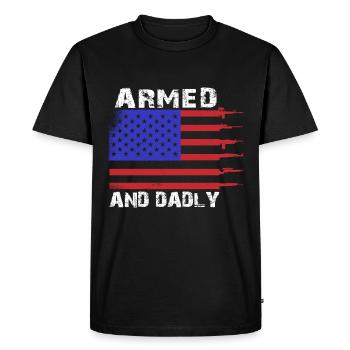 Armed and paternal Funny paternal fathers - Men's Premium Organic T-Shirt - black - Front - Nico (187cm)