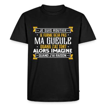 Chauffeur poids lourd | Je suis routier ... - T-shirt Premium bio Homme - noir - Devant - Nico (187cm)