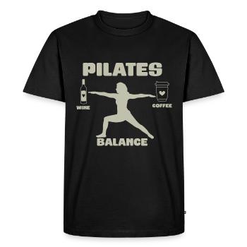 Pilates Balance Motif Vin Et Café - T-shirt Premium bio Homme - noir - Devant - Nico (187cm)