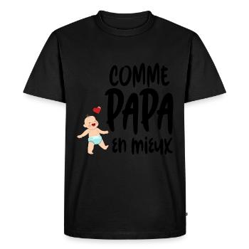 Cadeau bébé humour comme papa en mieux - T-shirt Premium bio Homme - noir - Devant - Nico (187cm)