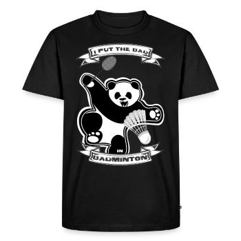 Panda Badminton - Männer Premium Bio T-Shirt - Schwarz - Vorne - Nico (187cm)