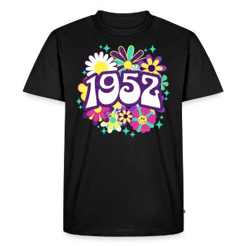 Groovy et Vintage 1952 70 Ans Anniversaire - T-shirt Premium bio Homme - noir - Devant - Nico (187cm)