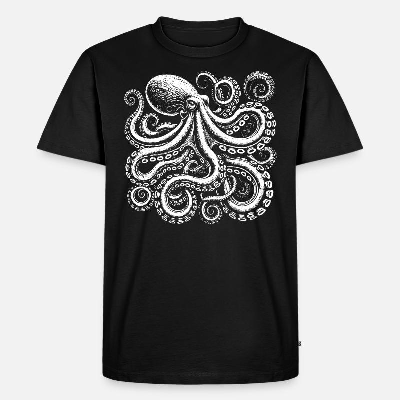 Schwarzer Oktopus - Männer Premium Bio T-Shirt - Schwarz