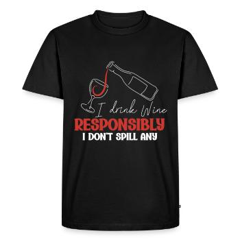 Je bois du vin de manière responsable, je - T-shirt Premium bio Homme - noir - Devant - Nico (187cm)