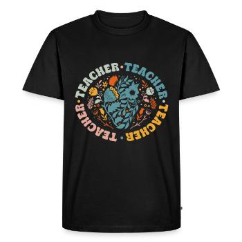 Funny Hippie Teacher Back To School Teacher Day - Men's Premium Organic T-Shirt - black - Front - Nico (187cm)