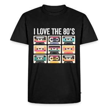 I Love The 80s Cassette Mixtape Retro Funny - T-shirt Premium bio Homme - noir - Devant - Nico (187cm)