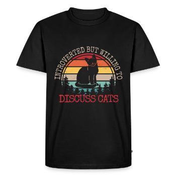 Introverti mais prêt à discuter des chats - T-shirt Premium bio Homme - noir - Devant - Nico (187cm)