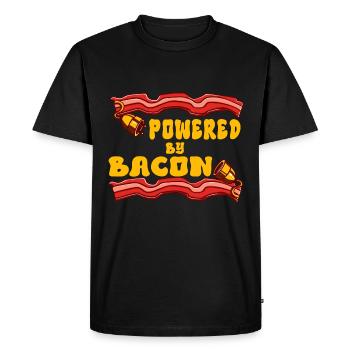 Powered by Bacon Funny Bacon Lover - Men's Premium Organic T-Shirt - black - Front - Nico (187cm)