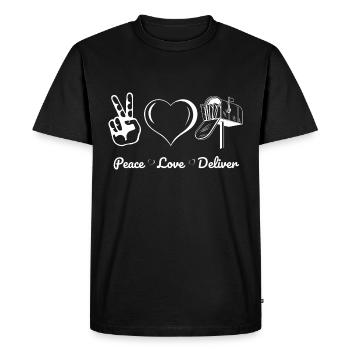 Peace Love Deliver Postiers Facteur Gift - T-shirt Premium bio Homme - noir - Devant - Nico (187cm)