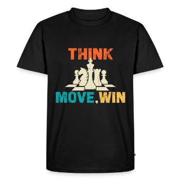 Chess, Think, Move, Win, Chess Master Club - Men's Premium Organic T-Shirt - black - Front - Nico (187cm)