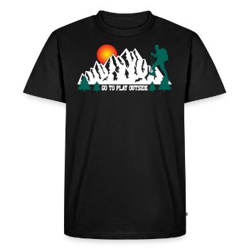 Play outside Hiking Mountains Nature Outdoor Fun - Men's Premium Organic T-Shirt - black - Front - Nico (187cm)