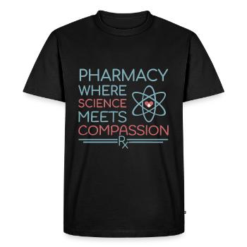 Pharmacy where science meets compassion - Men's Premium Organic T-Shirt - black - Front - Nico (187cm)