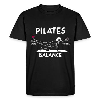 Pilates Balance Motif Vin Et Café - T-shirt Premium bio Homme - noir - Devant - Nico (187cm)