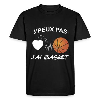 Basket humour battement de cœur - T-shirt Premium bio Homme - noir - Devant - Nico (187cm)
