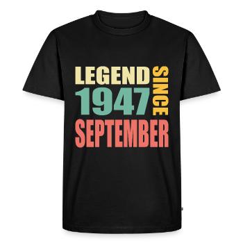 76th Birthday September Vintage 1947 Vintage - Men's Premium Organic T-Shirt - black - Front - Nico (187cm)