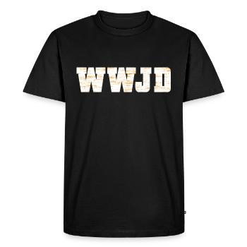 Jesus - Jesus Christ - God - WWJD - Men's Premium Organic T-Shirt - black - Front - Nico (187cm)