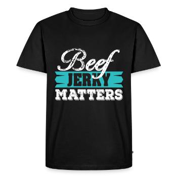 Viande séchée de bœuf Importance Amateur de viande Viande séchée - T-shirt Premium bio Homme - noir - Devant - Nico (187cm)