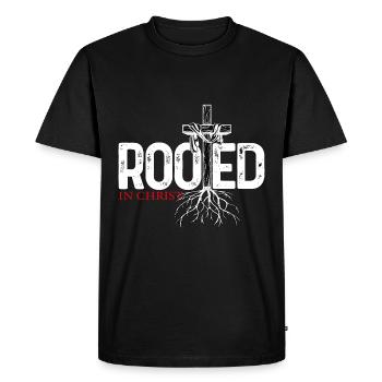 christian, christ, jesus, rooted, faith, - Men's Premium Organic T-Shirt - black - Front - Nico (187cm)