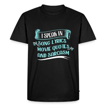 Je parle en paroles de chansons, citations de films et - T-shirt Premium bio Homme - noir - Devant - Nico (187cm)